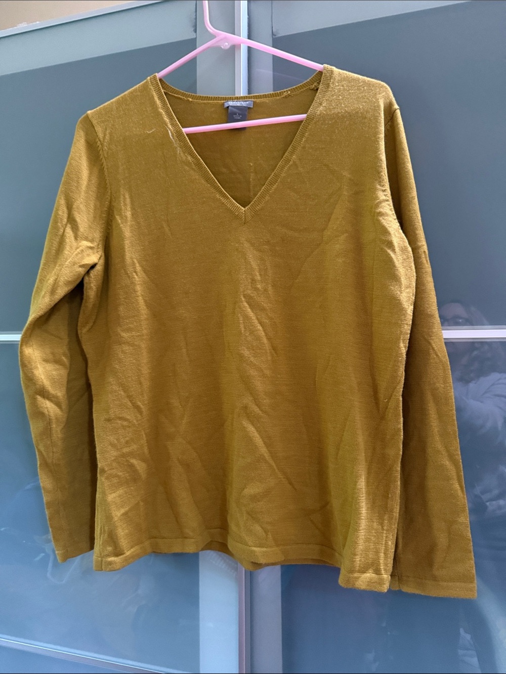 Ann Taylor Mustard Yellow V-Neck Sweater